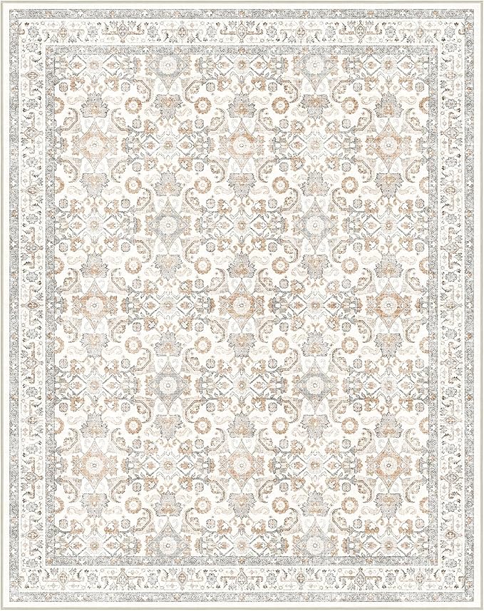 WITSHOCK Living Room Area Rugs 7x9: Soft Non-Slip Backing Washable Rugs Vintage Large Carpet for Bedroom Office Dining Room Kitchen Stain Resistant Home Decor Rug