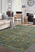 Keen Home Design 8x10 Rug - Machine Washable Area Rug with Non-Slip Backing, Ideal for Living Room, Dining Room, Bedroom - Vintage, Easy Clean, Durable, Low Pile Rug - (8' x 10')