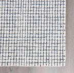 Hand-Tufted 100% Wool Pile Area Rug – Geometric Textured Grid Check Pattern – Thick and Durable Floor Carpet for Bedroom, Living Room, Kids Room, and Dining Area (Ivory Denim, 5' x 8')