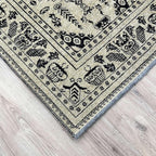Alfa Rich 7x10 Beige Black Washable Area Rugs for Living Room Bedroom Kitchen Dining Cotton Rug