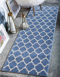 Rugs.com Lattice Collection Rug – 10 Ft Runner Light Blue Medium Rug Perfect for Hallways, Entryways