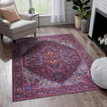 Fame Rugs Turkish Rug. Washable Vintage Oriental Antique Inspired Traditional Doormat Small Modern Area Rugs Luxury Entryway Entry Bedroom Bathroom Kitchen (398RR, 2'5 x 6'9)