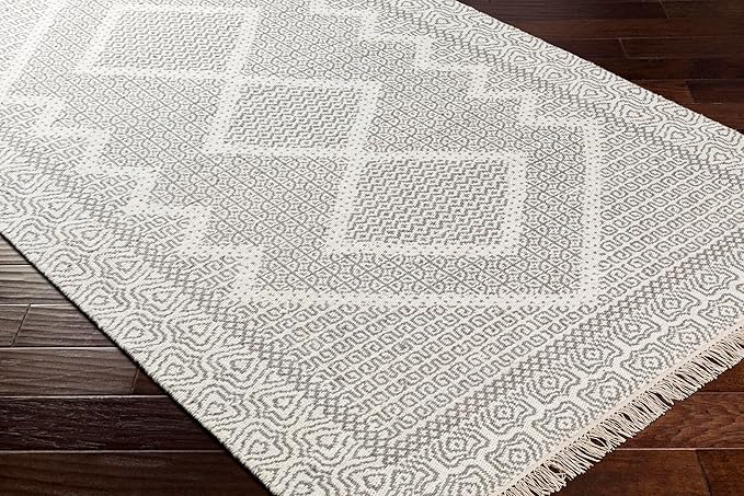 Mark&Day Wool Rugs, 4x6 Nishnabotny Cottage Light Gray Area Rug, Grey Beige Carpet for Living Room, Bedroom or Kitchen (3'6" x 5'6")