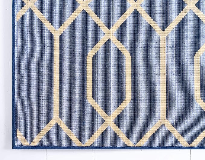 Marilyn Monroe Glam Collection Area Rug - Trellis (2' x 6' 1" Runner, Navy Blue Gold/ Gold)