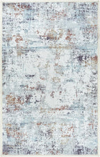 GLN Rugs Contemporary Collection - Machine Washable Area Rug, Contemporary Washable, Non Slip, Low Pile Chenille Rug, Living Room, Bedroom, Kitchen Rug (2' x 3' White/Grey/Blue/Brown)