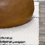 JONATHAN Y Elm Diamond Stripe Shag White/Gray Indoor Area Rug, 3x5, Geometric, Bohemian, Contemporary, Easy-Cleaning for Living Room, Bedroom, Kitchen, Pet Friendly, Non-Shedding (MOH408A-3)