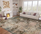 Arbosofe Modern Abstract Rug for Living Room, 6'x9' Washable Area Rug with Non-Slip Backing & Short Pile, Large Carpet with Abstract Pattern for Living Room Bedroom and Dining Floor Carpet Brown