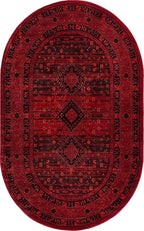 Unique Loom Tekke Collection Area Rug - Sheibani (5' 3" x 8' Oval, Red/ Black)