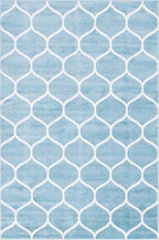 Rugs.com Lattice Frieze Collection Rug – 6' x 9' Light Blue Medium Rug Perfect for Living Rooms, Large Dining Rooms, Open Floorplans