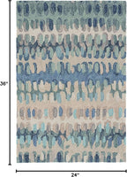 Dash and Albert Paint Chip Wool Area Rug - 2' x 3' Blue Graphic Hand Micro Hooked Accent Rug - Durable, High Traffic Areas Hallway, Living Room, Stairs