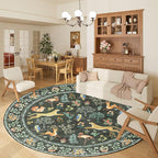 DUKINO 6ft Round Rug for Bedroom, Animal Print Washable Circle Rug with Low Pile Design, Soft Indoor Floor Non Slip Carpet for Entryway, Living Room, Office, Dining Room, Black