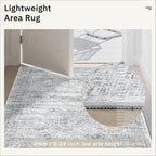Runner Rug 2'6" x 10' Washable Non-Slip Runner Rugs for Kitchen Bathroom Laundry Room Vintage Ultra Thin Runners for Hallway Entryway Grey