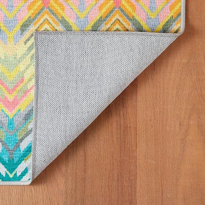 Dash & Albert Seneca Multi Machine Washable Rug, 6 X 9 Feet, Multi Graphic Pattern