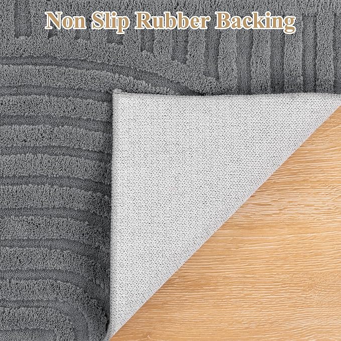 Pauwer 8x10 Washable Area Rugs for Living Room Modern Grey Solid Color Soft Fluffy Rugs for Bedroom Non Slip Boho Accent Indoor Mat Floor Carpet Cover for Kids Room Dining Room Kitchen Office