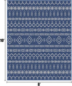 Indoor Outdoor Area Rug Washable Patio Rug Modern Moroccan Geometric Indoor Outdoor Carpet Rug Non Slip Non Shedding for Patio, Deck, Backyard, Porch (8x10)