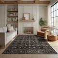 Area Rug Non Slip Machine Washable Ultra Soft Living Room/Bedroom/Kitchen/Outdoor/Classroom Black Gold, 4'×6'