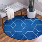 Unique Loom Trellis Frieze Collection Area Rug - Geometric (6' Round, Navy Blue/ Ivory)