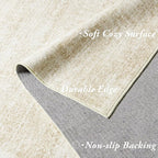 Small Bathroom Rugs,Washable Non Slip Neutral Boho Abstract Modern Farmhouse Area Rugs for Bedroom,3x5,Tan Beige