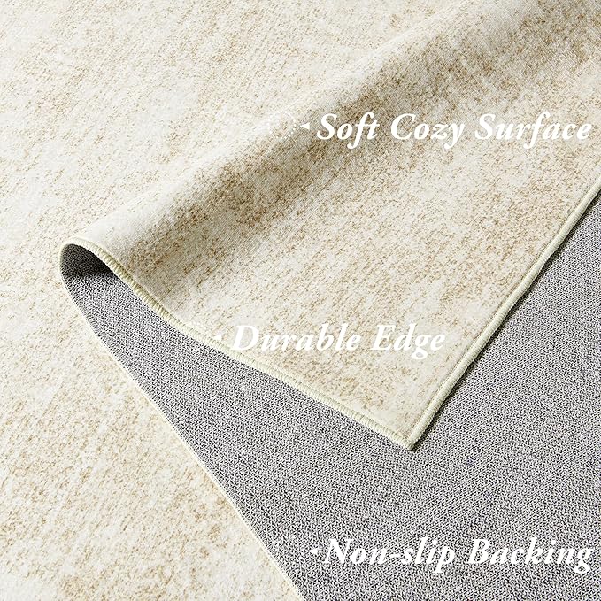 5x7 Area Rugs for Living Room,Washable Tan Beige Neutral Abstract Minimalist Boho Modern Farmhouse Rug for Dining Room Bedroom Light Brown