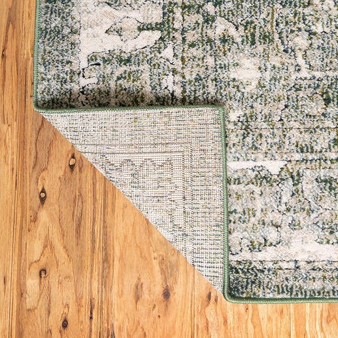 Unique Loom Isabella Collection Area Rug - Adjani (5' 1" Square, Green/ Ivory)