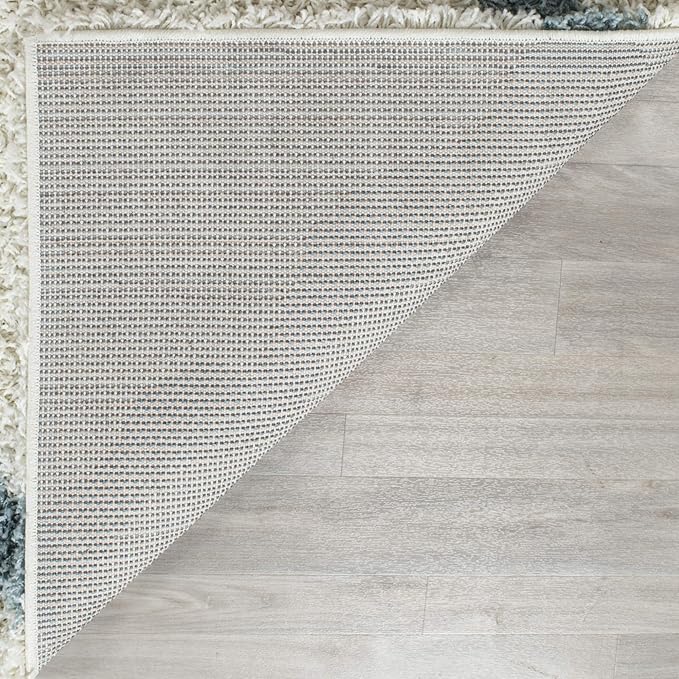 SAFAVIEH Dallas Shag Collection Area Rug - 6' Square, Ivory & Red, Trellis Design, Non-Shedding & Easy Care, 1.5-inch Thick Ideal for High Traffic Areas in Living Room, Bedroom (SGD257R)