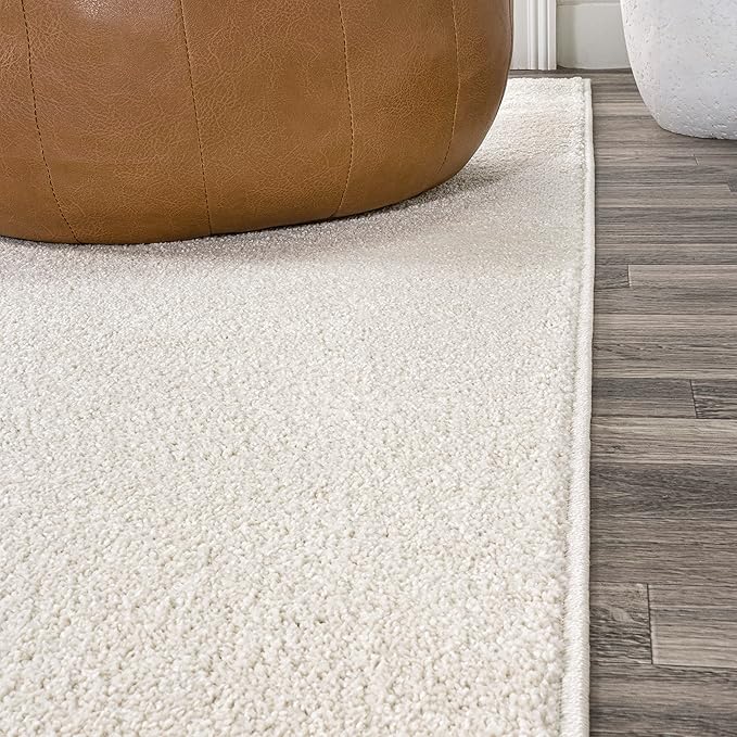 JONATHAN Y Haze Solid Low-Pile Cream 6x9 Oval Indoor Area Rug, Coastal,Bohemian,Minimalist,Classic, Easy-Cleaning for Living Room,Bedroom,Kitchen,Pet Friendly,Non-Shedding (SEU100T-6OV)
