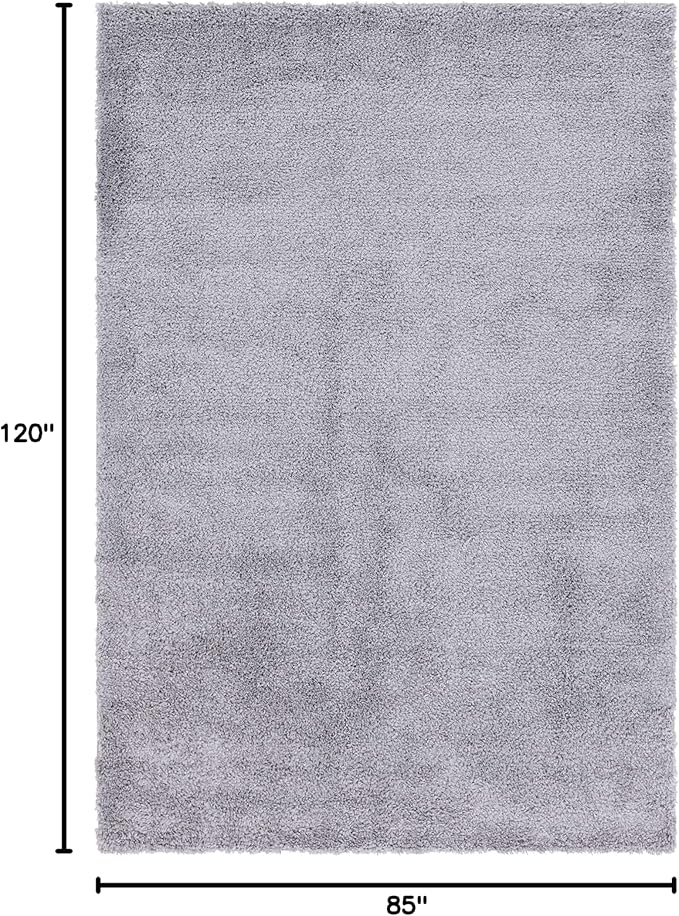 Unique Loom Davos Shag Collection Area Rug - Solid (7' 1" x 10' Rectangle, Sterling)