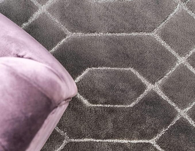 Marilyn Monroe Glam Collection Area Rug - Trellis (2' x 3' 1' Rectangle, Gray Silver/ Silver)