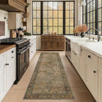 Bavni Kitchen Rug 2x5 Runner Rugs for Hallways Entryway, Washable Vintage Print Carpet, Ultra-Thin Chenille Low Pile Lightweight Rug with Non Slip Backing, Sepia