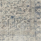 RUGGABLE Washable Vintage Area Rug – Kamran Blue Quartz 4x6, Stain-Resistant, Non-Slip – Medium Machine Washable Rugs for Living Room, Bedroom, Hallway, Entryway & Office–with Standard Pad