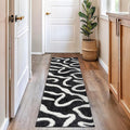 Rugshop Abstract Wavy Shag Runner Rug Anthracite Dark Gray 2' 3" x 8' Perfect for Hallways, Kitchens, or Behind The Sofa