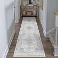 HUGEAR Machine Washable Hallway Runner Rugs 2x8 Vintage Blue Neutral Style Non Slip Stain Resistant Low Pile Throw Carpet for Bedroom Kitchen Retro Aesthetic Modern Decor