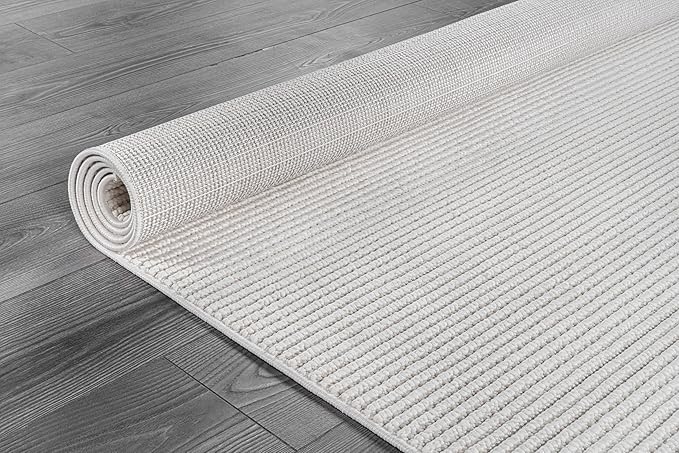 Beverly Rug Micro Loop Area Rug White 5x7 Modern Luxury Soft Trellis Geometric Durable Indoor Area Rugs for Living Dining Room Office Stain Resistant Non Shedding Casual Indoor Carpet White 5 x 7