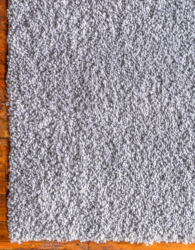 Unique Loom Davos Shag Collection Area Rug - Solid (3' 3" Square, Sterling)