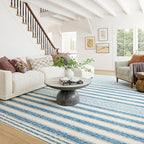 Dash & Albert Vion Blue Machine Washable Rug, 9.5 X 13.5 Feet, Blue/Grey Stripe Pattern