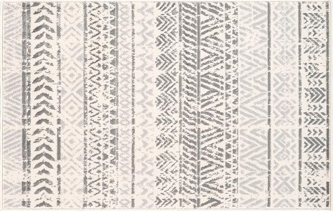 Rugshop Geometric Boho Perfect for high Traffic Areas of Your Living Room,Bedroom,Home Office,Kitchen Area Rug 2'7" x 4' Gray