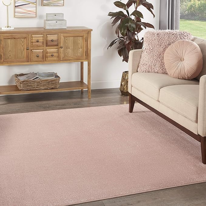 Nourison Home Nourison Essentials Pink 7' x Square Area Rug - Easy Clean, Non Shedding, Bed Room, Living Room, Dining Room, Kitchen (7' x Square)