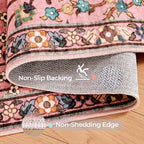 Kokia Boho Vintage Floral Area Rugs, Washable Oriental Botanical Rugs for Living Room, Bedroom, Dining Room, Office, Large Soft Indoor Area Rug, Rosette Pink，8x10