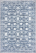 Vintage Entryway Rug 2x3 Washable, Light Blue White Kitchen Rug, Super Soft Thin Faux Wool Small Area Rug, Non-Slip Accent Mat for Foyer, Bedroom, Office