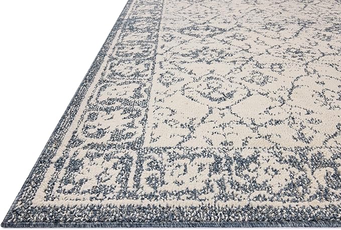Loloi Magnolia Home by Joanna Gaines Gigi Collection GIG-02 Ivory/Blue 6'-7" x 9'-2" Area Rug