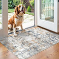 2x3 Machine Washable Area Rug for Entryway, Multicolor Modern Vintage Abstract Rug Non-Slip Low Pile Soft Faux Wool Small Carpet, Kids and Pets Friendly for Bedroom Kitchen Hallway Home Decor Rug