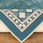 Antep Rugs Alfombras Modern Bordered 5x7 Non-Skid (Non-Slip) Low Profile Pile Rubber Backing Indoor Area Rugs (Blue, 5' x 7')