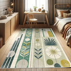 Ambesonne Mid Century Modern Decorative Rug, Abstract Circles Leaves and Stripes in Nature Color Palette, Quality Carpet for Bedroom Dorm and Living Room, 2' 2" x 3' 7", Fawn Teal Pale Green