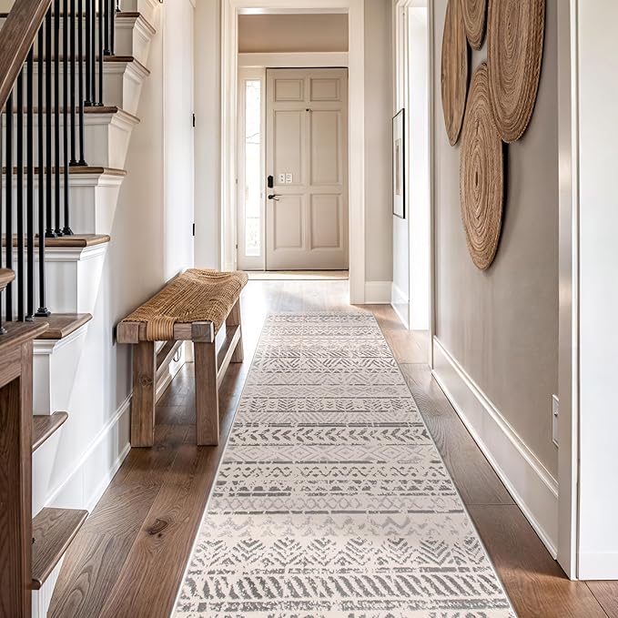 Rugshop Geometric Boho Perfect for high Traffic Areas of Your Living Room,Bedroom,Home Office,Kitchen Runner Rug 2'7" x 8' Gray