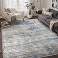 Bavni Washable Rug, Soft Abstract Rugs Non-Slip, Thin Foldable 6x9 Rug, Modern Stain Resistant Area Rug for Living Room, Kitchen, Bedroom, Blue/Light Grey