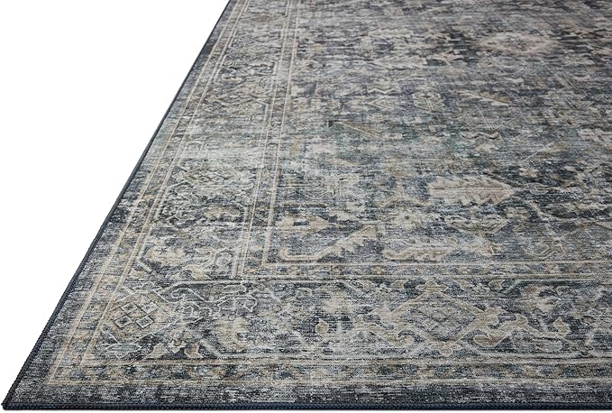 Loloi Amber Lewis Josie Collection JOS-01 Ocean/Natural 3'-6" x 5'-6", .13" Pile Height, Low Profile, Machine Washable, Accent Rug