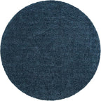 Unique Loom Davos Shag Collection Area Rug - Solid (10' Round, Marine Blue)