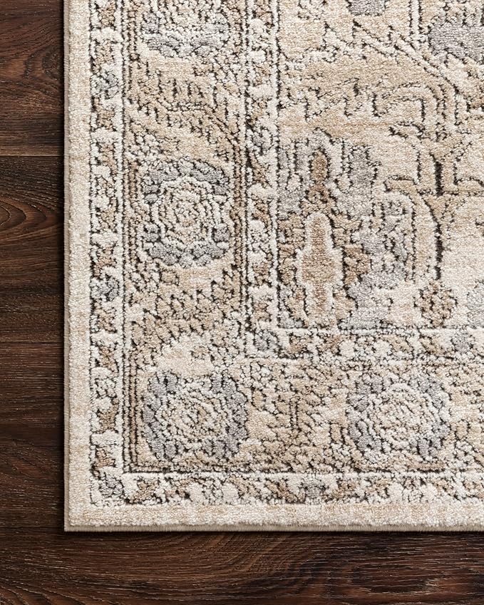 Loloi Teagan Collection TEA-03 Ivory/Sand 9'-9" x 13'-6" Area Rug, Large, Soft Neutral Rug, High-Traffic for Living Room, Bedroom, Home Office, Dining Area