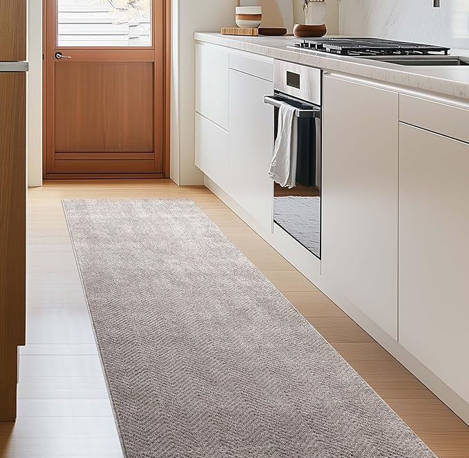 Well Woven Custom Size Hallway & Stair Runner- Harlow Pompeii Taupe 31 Inches Wide x 21 Feet Long Runner (31" x 21') Runner Rug - Modern Chevron Pattern, Ultra-Soft, Easy-Clean