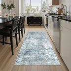 Runner Rug 2'x6' Abstract Washable Non-Slip Runner Rugs for Kitchen Bathroom Laundry Room Blue Vintage Floor Carpet Runners for Hallway Entryway
